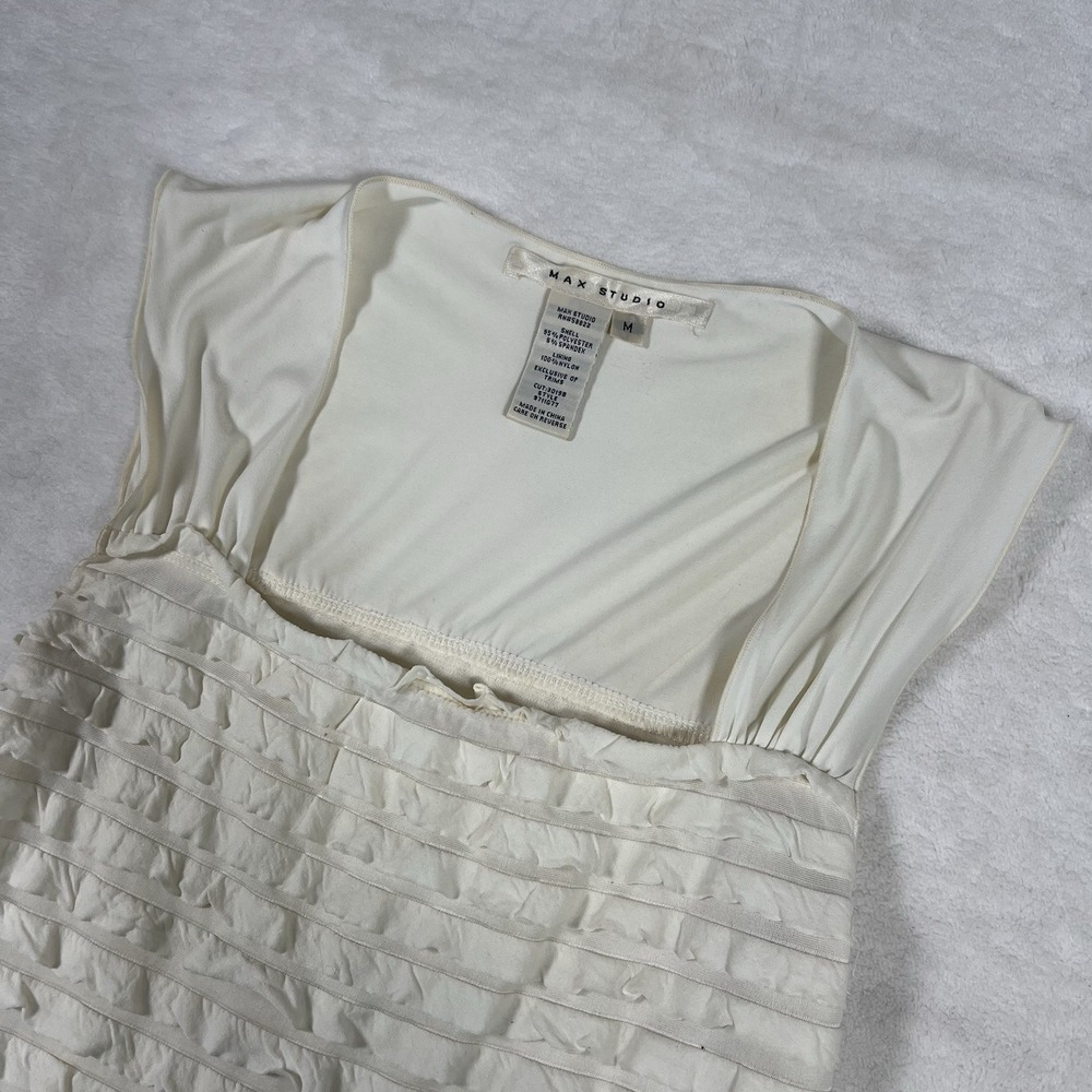 Max Studio Womens Cream Tiered Ruffle Sleeveless Medium Sheer Feminine Western